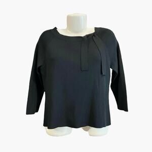 Carolyn Taylor Women's Black Tie Neck Rayon/Nylon Dressy Sweater | Size L